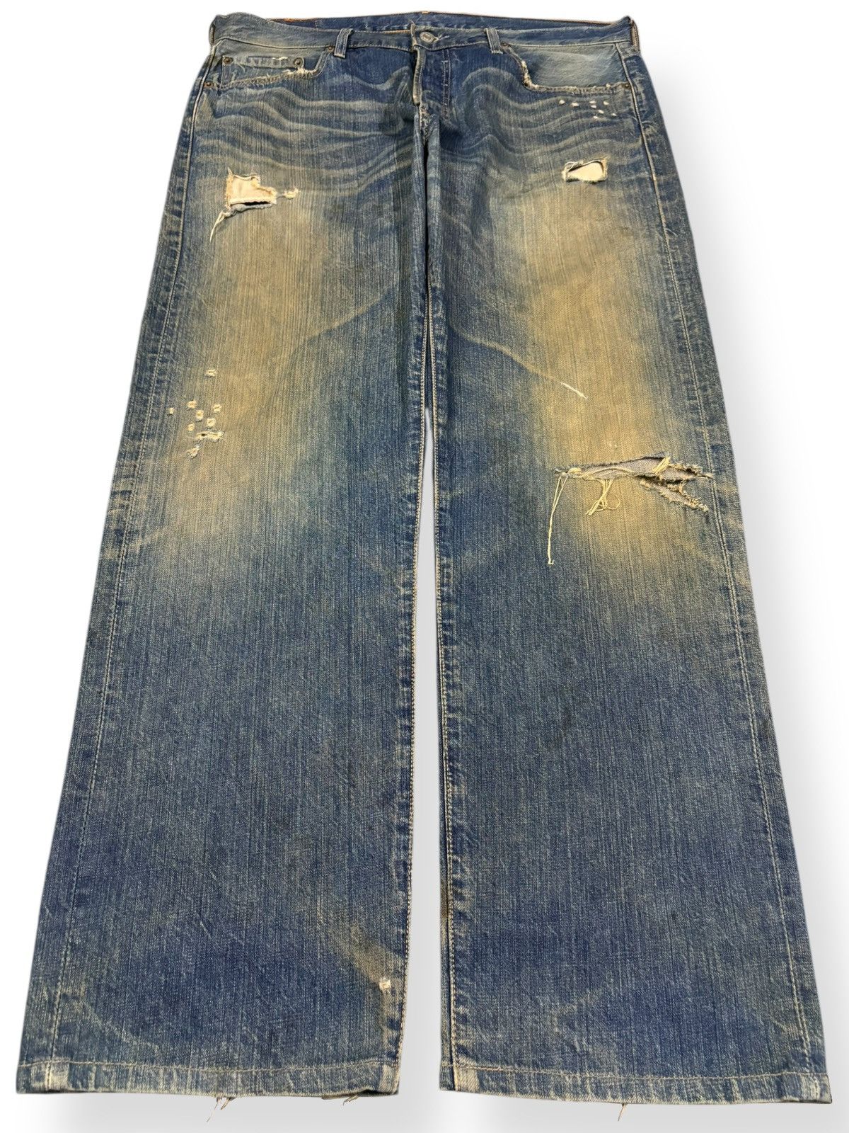 Levi's Vintage 90s Levis 501 Mud Wash Loose Fit Distressed Jeans Size US 36 / EU 52 - 1 Thumbnail