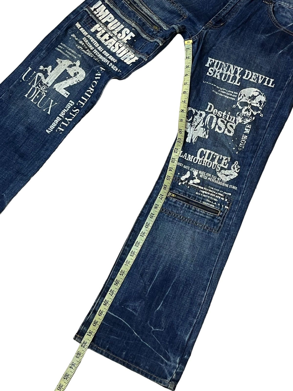 Japanese Brand JAPANESE JEAN FUNNY DEVIL SKULL,CUTE&GLAMOUROUS FLARED JEANS Size US 34 / EU 50 - 18 Thumbnail