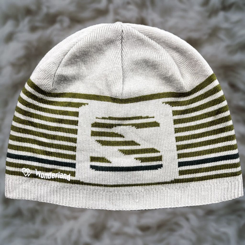 Salomon Salomon Beanie Hat One Size Gray Striped Big Logo OSFA Unisex Adults Knit Acrylic Thermal Beanie Mens Womens Size ONE SIZE - 1 Thumbnail