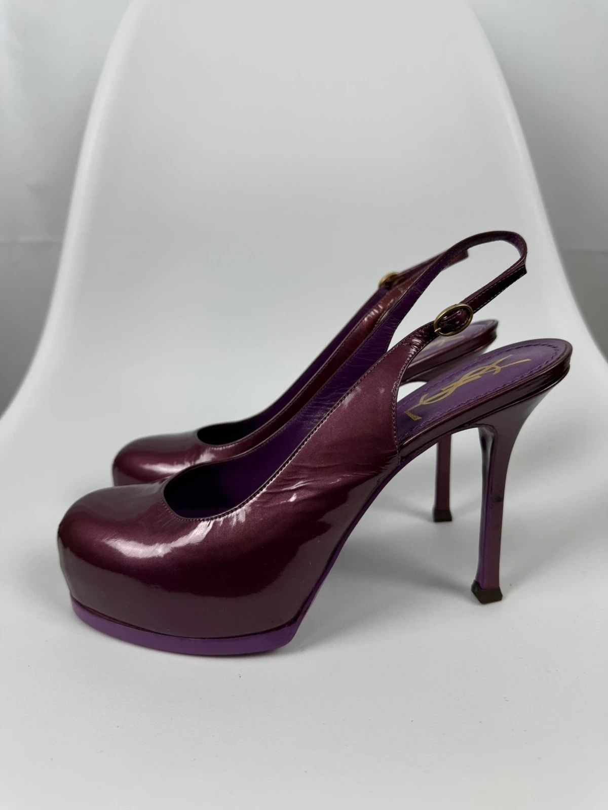 Yves Saint Laurent Yves Saint Laurent Laque Slingback Heels size 38 Size US 7 / IT 37 - 3 Thumbnail