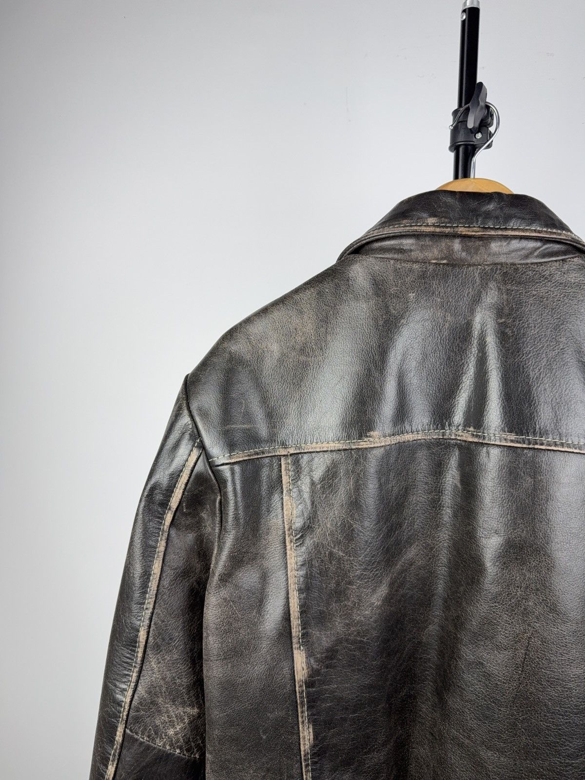 Vintage Vintage 90s Avant Garde Leather Biker MOTO Faded Jacket Size US XL / EU 56 / 4 - 10 Thumbnail