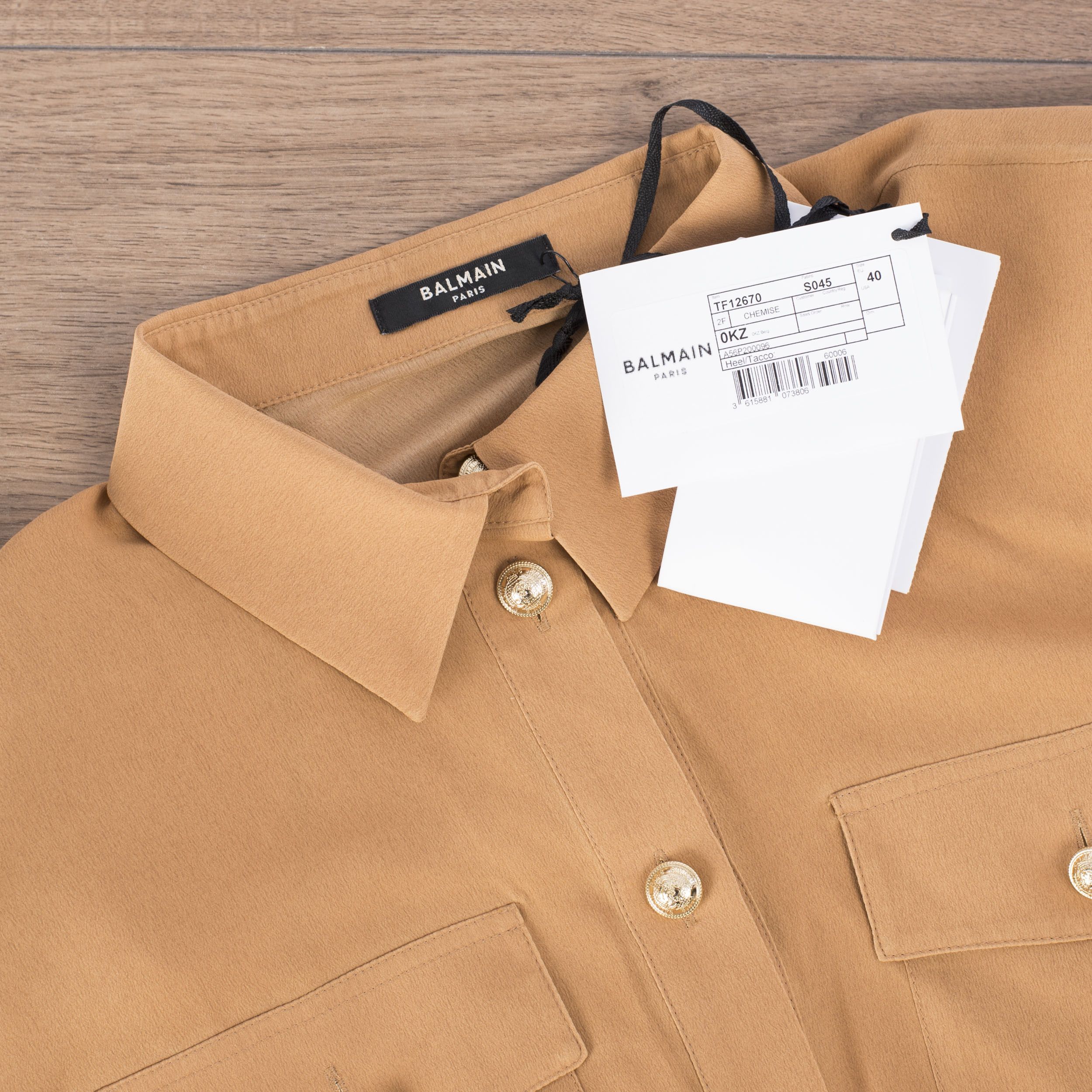 Balmain Silk Shirt With Gold Colored Buttons & Shoulder Pads Size M / US 6-8 / IT 42-44 - 11 Thumbnail
