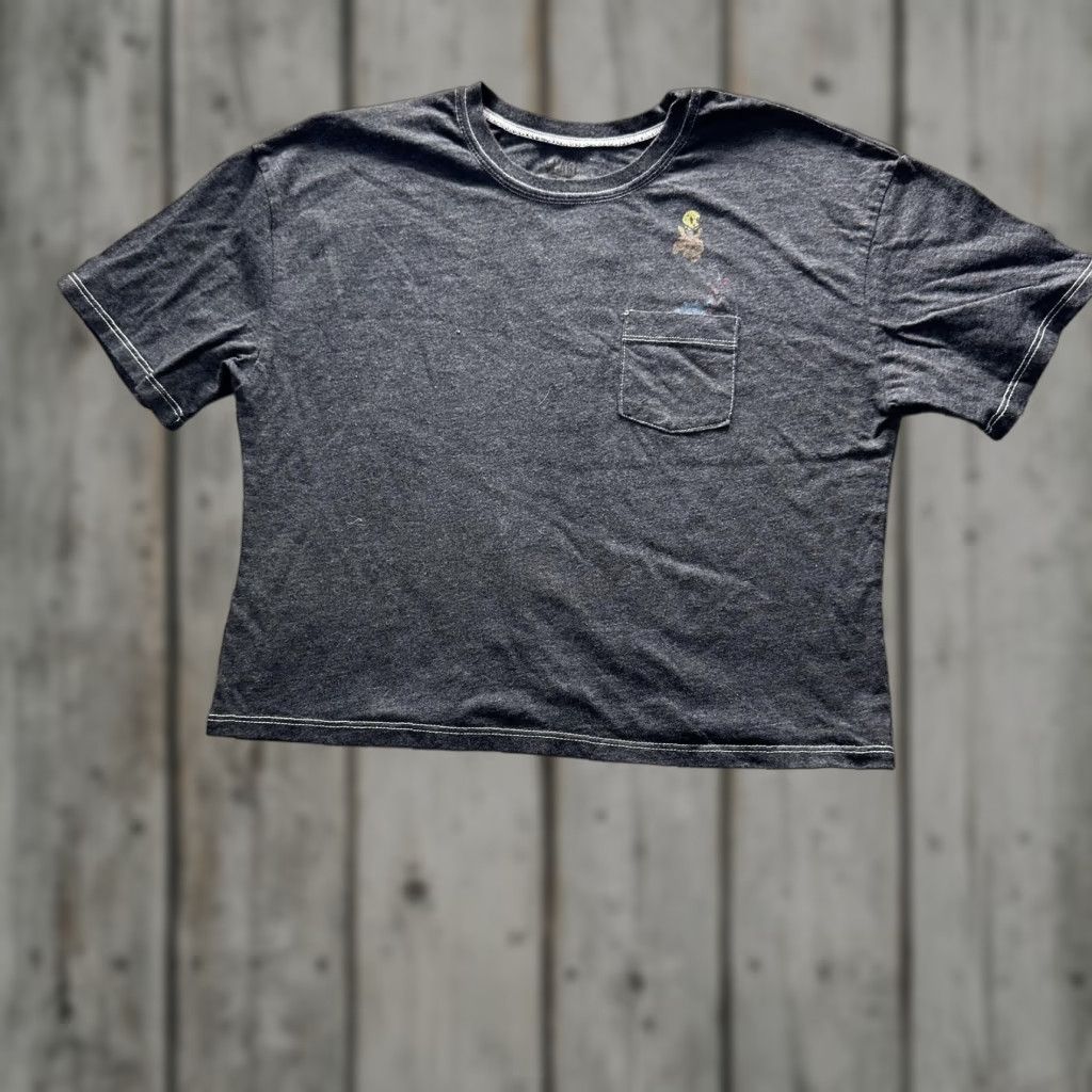 Vintage Looney Tunes Shirt Pocket Graphic Tee Cartoon Tweety Bugs Bunny XL Gray Mens Size US XL / EU 56 / 4 - 1 Thumbnail