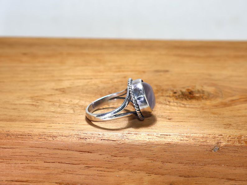 Handmade Handmade Rose Quartz Ring: 925 Sterling Silver Gemstone Ring Size ONE SIZE - 5 Thumbnail