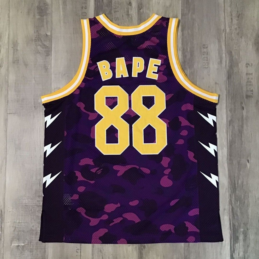 Bape BAPE Purple camo x yellow basketball tank top a bathing ape Size US XL / EU 56 / 4 - 2 Thumbnail