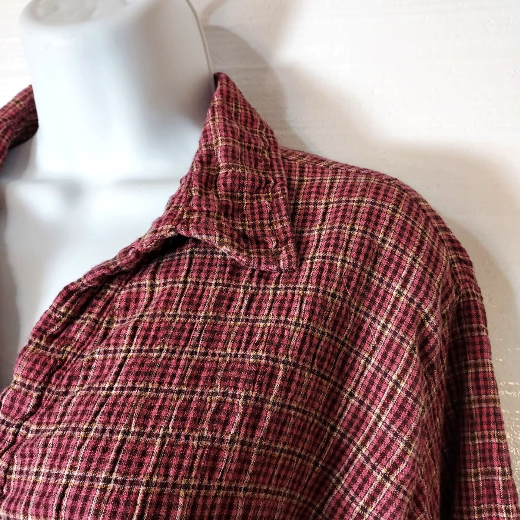 Vintage Woolrich Shirt Women's L Button-Up Plaid Flannel Long Sleeve Brown Mulberry Casual Workwear - Outdoor, Fall, Spring, Winter - Regular Fit Size L / US 10 / IT 46 - 4 Thumbnail