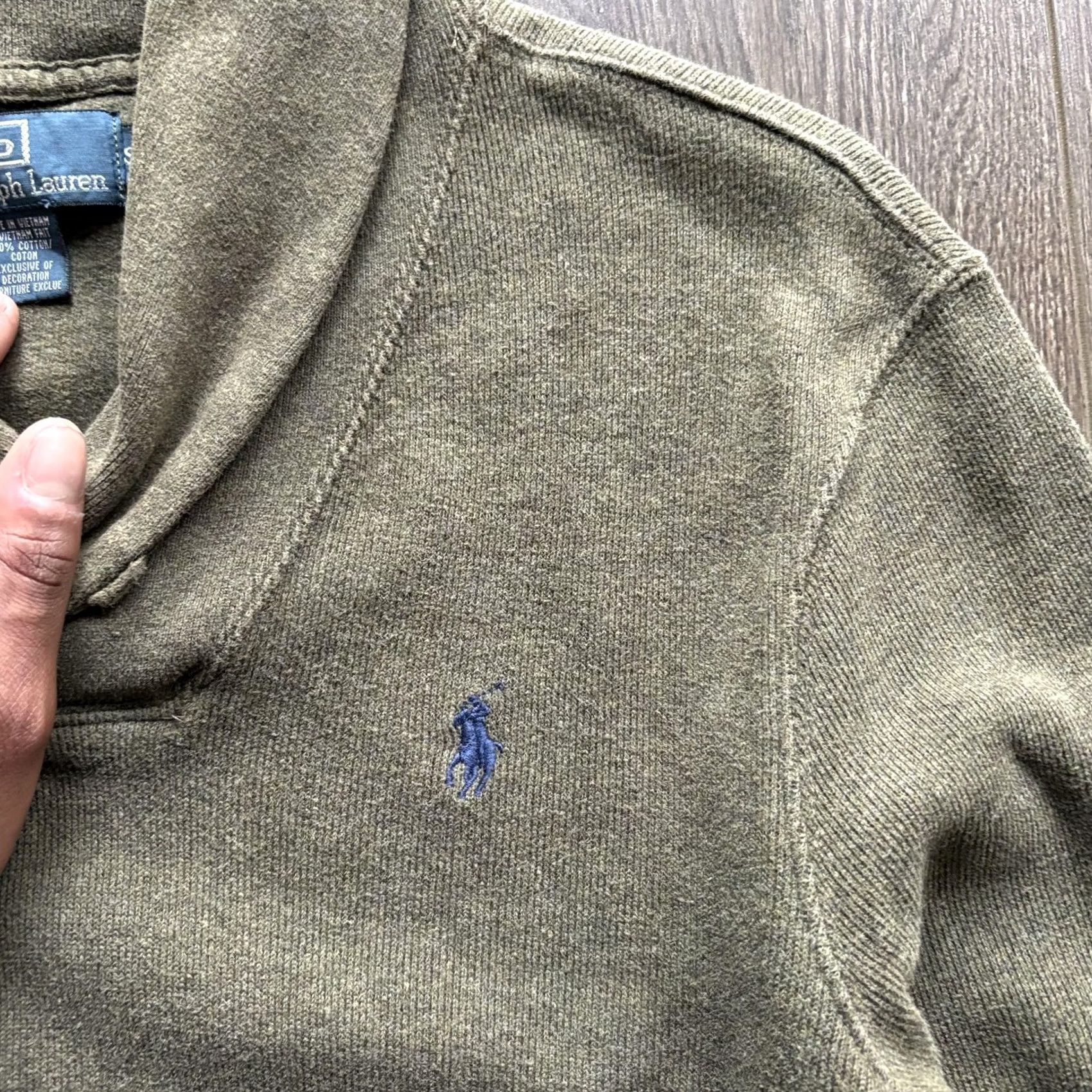 Polo Ralph Lauren Polo by Ralph Lauren Shawl Collar Sweater Mens Small Green Knit Cotton Pullover Size US S / EU 44-46 / 1 - 5 Thumbnail