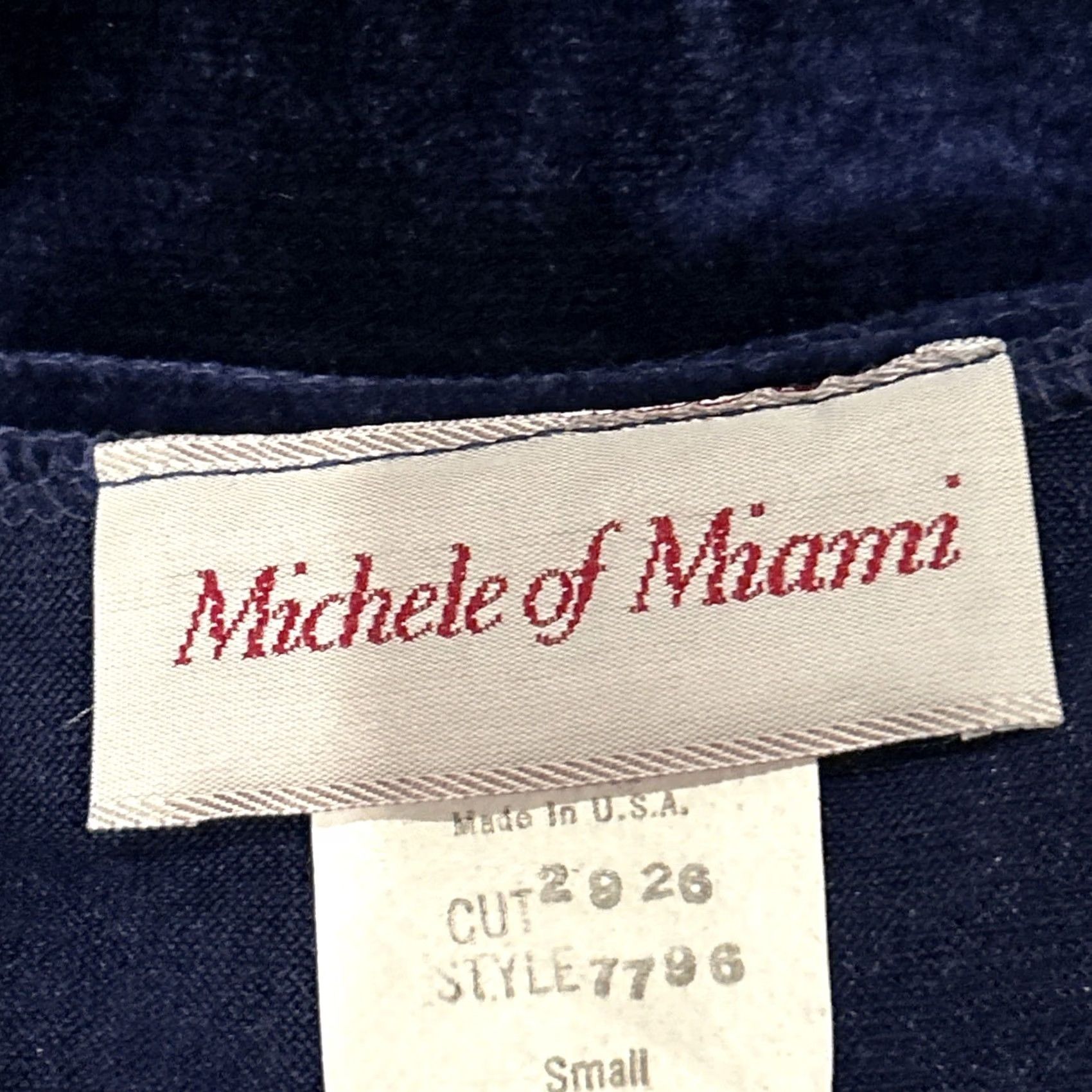 Vintage VINTAGE Michele of Miami Dress Velvet 80s Navy Blue Long Sleeve S Women 80s Men’s/ Women? Size S / US 4 / IT 40 - 3 Thumbnail