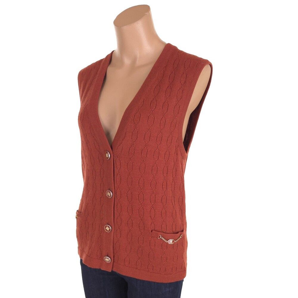 Celine Vintage 80s 90s Celine Paris Sweater Vest Size 42 M Orange Size M / US 6-8 / IT 42-44 - 4 Thumbnail