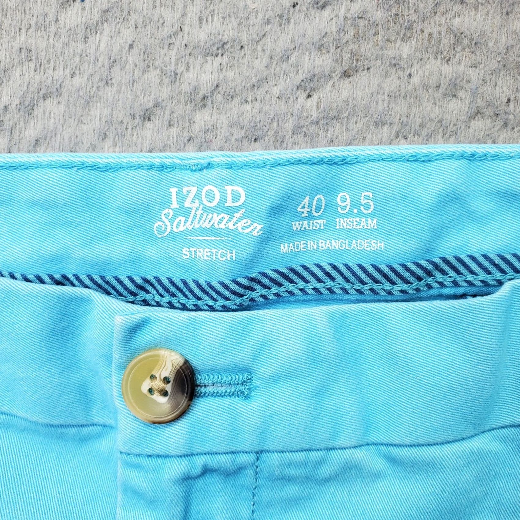 Izod IZOD Mens 40 Blue Saltwater Chino Shorts Cotton Stretch Slash Pocket 9.5" Inseam Size US 40 / EU 56 - 6 Thumbnail