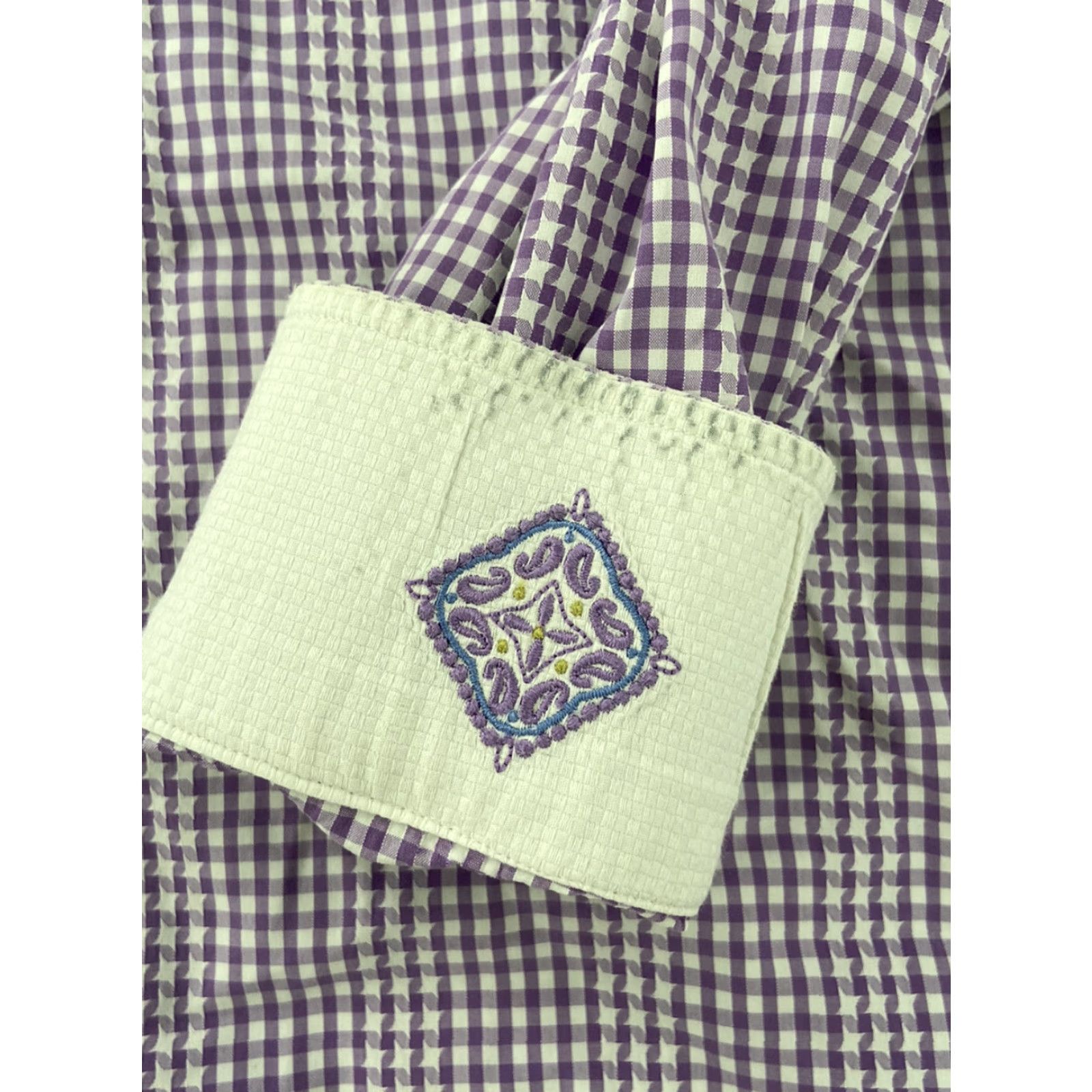 Robert Graham VINTAGE Robert Graham Shirt Adult XL Purple Check Long Sleeve Button-Up Flip Cuff Men's XL Purple Checkered 90s/Designer Mens Size US XL / EU 56 / 4 - 5 Thumbnail