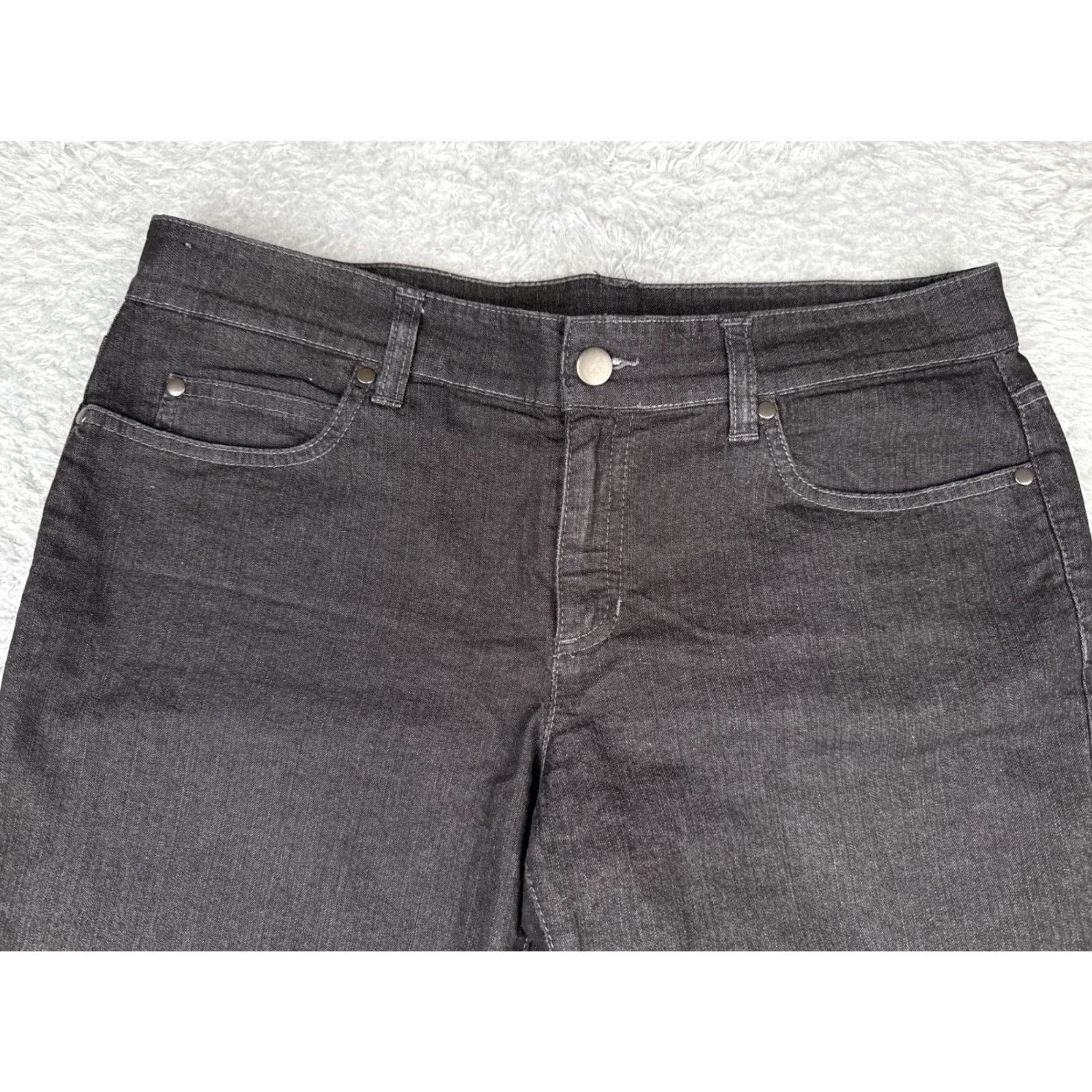 Eileen Fisher Eileen Fisher Jeans Womens 10 Black Denim Straight Leg Medium 32x28 Cotton Blend 5-Pocket Mens? Size 32" / US 10 / IT 46 - 4 Thumbnail