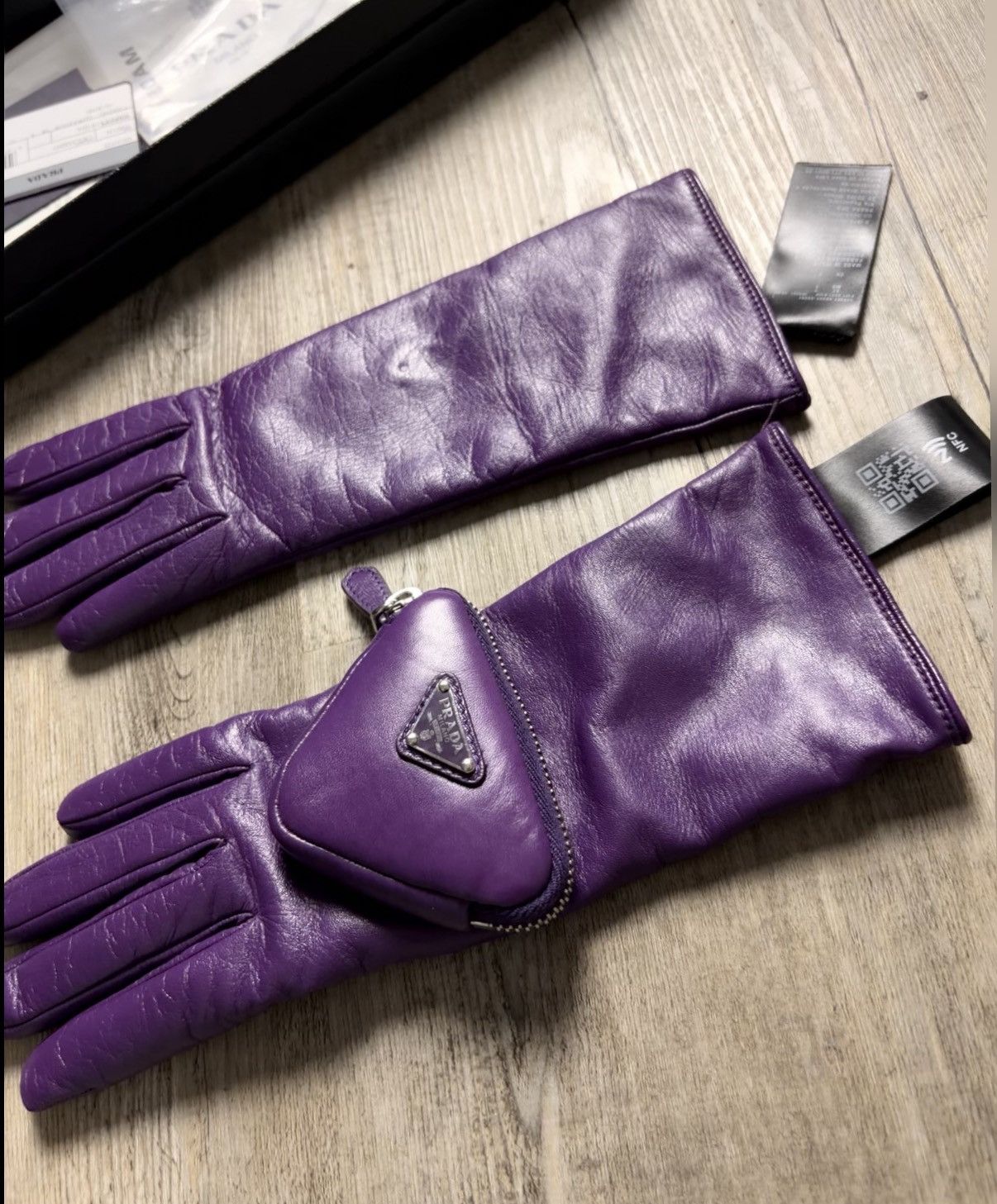 Prada 🔥 Prada x RAF Simons triangle pouch leather gloves Size 26 - 3 Thumbnail