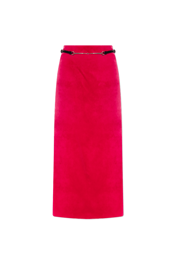 Gucci o1s1wg111025 Velvet Midi Skirt in Red Size 32" / US 10 / IT 46 - 1 Preview