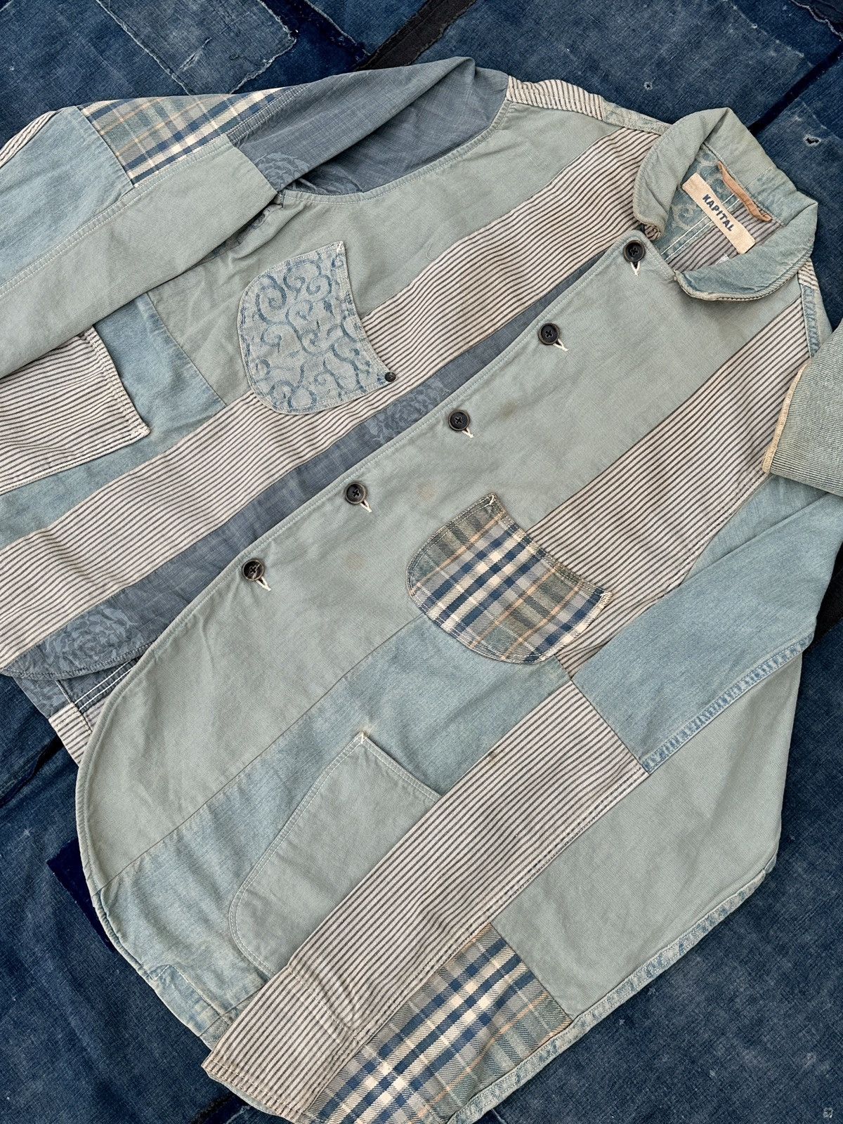 Kapital Kapital Hickory Liberty stripe patchwork blazer chorecoat Size US L / EU 52-54 / 3 - 6 Thumbnail