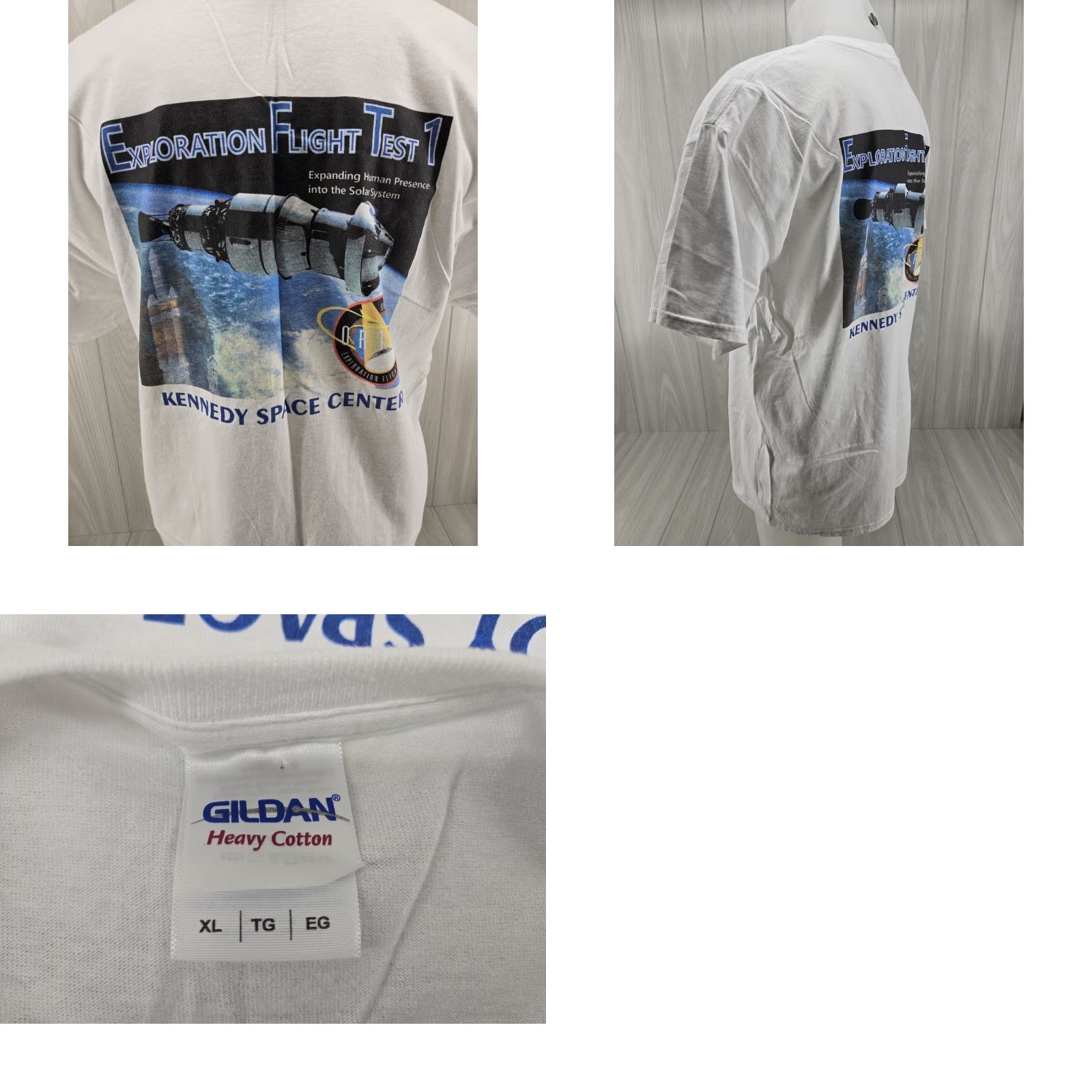 Gildan VINTAGE NASA Kennedy Space Center Orion Exploration Flight Test Mens XL T-Shirt White Space Graphics 90s Mens Size US XL / EU 56 / 4 - 8 Thumbnail