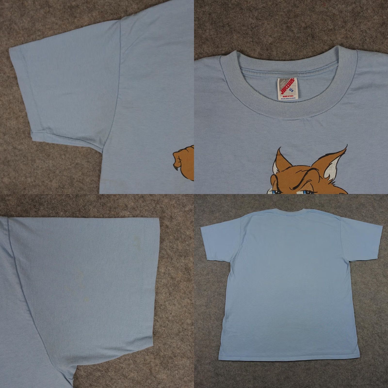 Jerzees VINTAGE Jerzees Wolf Cartoon Graphic Tee Mens XL Blue Crew Neck Short Sleeve T-Shirt USA Size US XL / EU 56 / 4 - 8 Thumbnail