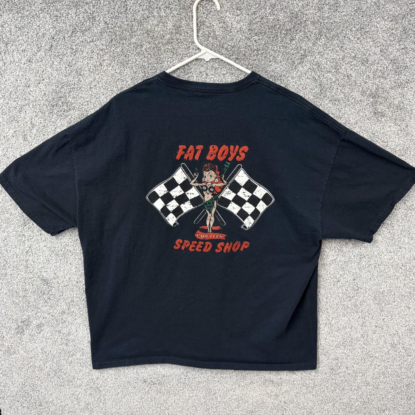 Hanes Hanes Shirt 2XL Fat Boys Speed Shop Racing Pin-Up Rockabilly Punk Hot Rod Garage T-Shirt Mens Black Graphic Print Crew Neck Short Sleeve Size US XXL / EU 58 / 5 - 5 Thumbnail