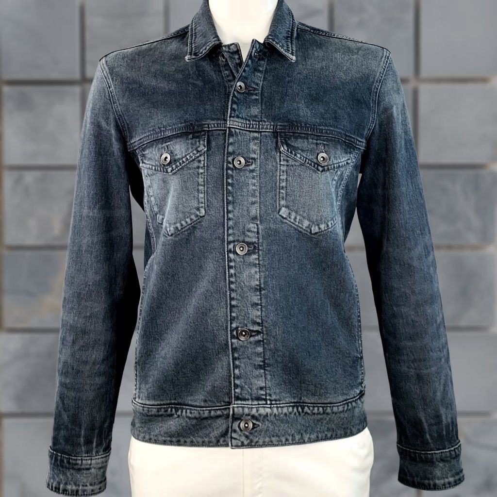 John Varvatos JOHN VARVATOS Jacket XL Blue Grey Cotton Blend Denim Twill Patch Pockets Trucker Men's Jacket XL Blue Grey Twill Patch Pockets Jacket Size US XL / EU 56 / 4 - 1 Thumbnail
