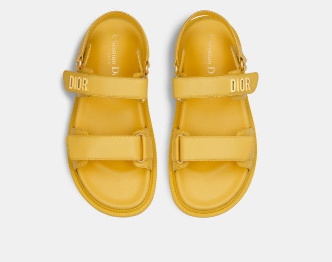 Dior o1w1db11124 Lambskin Dioract Sandals in Yellow Size US 7 / IT 37 - 3 Thumbnail