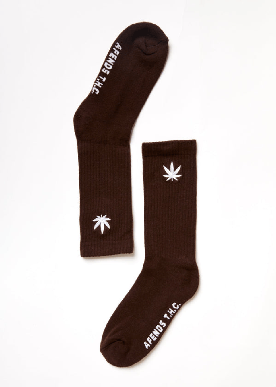 Afends BNWT Afends - Happy Hemp Weed Crew Socks / Coffee Brown Size ONE SIZE - 2 Thumbnail