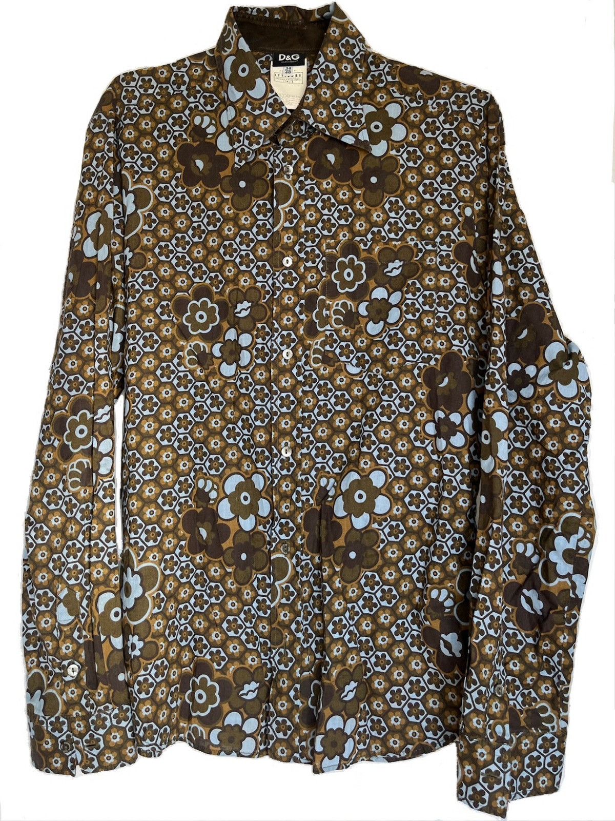 Ittierre brown floral print button down shirt
