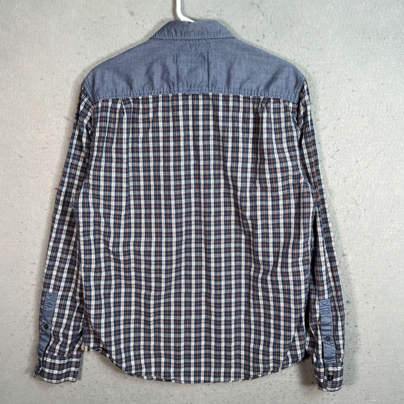 Guess VINTAGE GUESS Logan Mens Plaid Long Sleeve Shirt Regular Fit Size M Blue Cotton Button-Up Shirt Mens Size US M / EU 48-50 / 2 - 2 Thumbnail