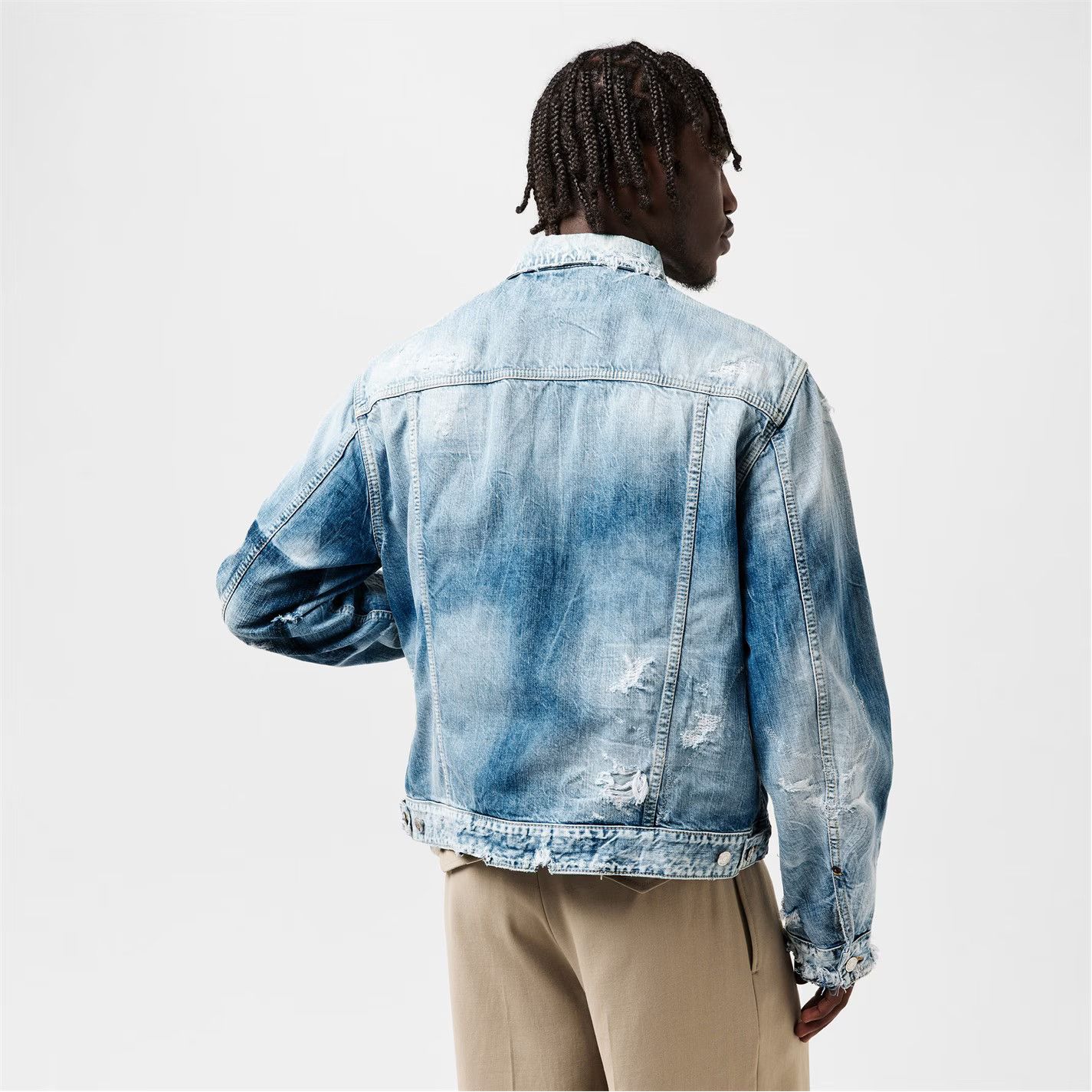Dsquared2 o1g2r1mq0426 Distressed Vintage-Inspired Denim Jacket Blue Size US M / EU 48-50 / 2 - 4 Thumbnail