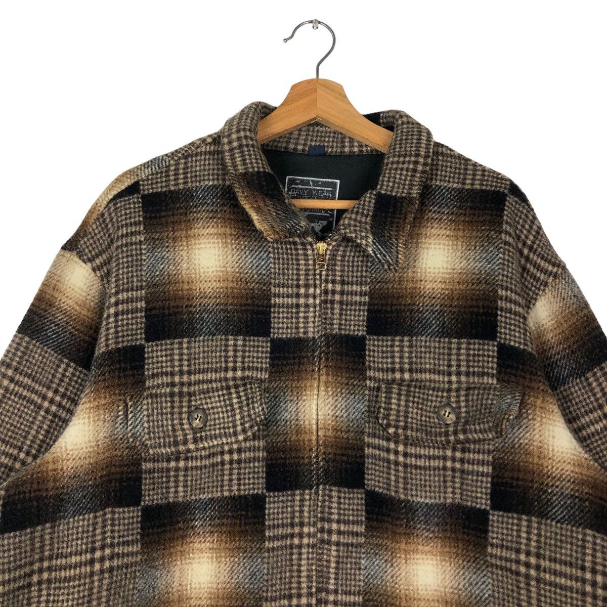Flannel 🔥90s Vintage Bomber Wool Jacket Daily Wear Works Japan Made Size US L / EU 52-54 / 3 - 2 Thumbnail