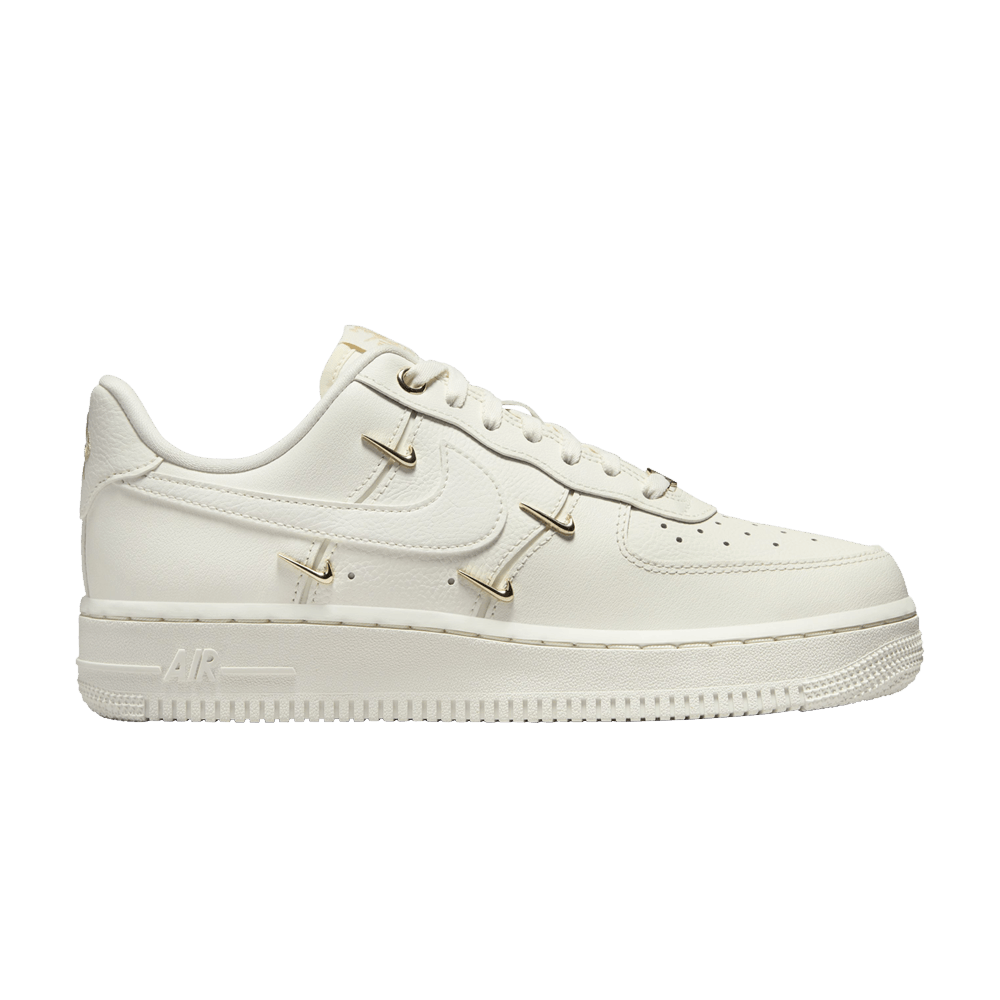 image of Nike Wmns Air Force 1 07 Lx Mini Swoosh - Metallic Gold Shoes in White, Women's (Size 9)