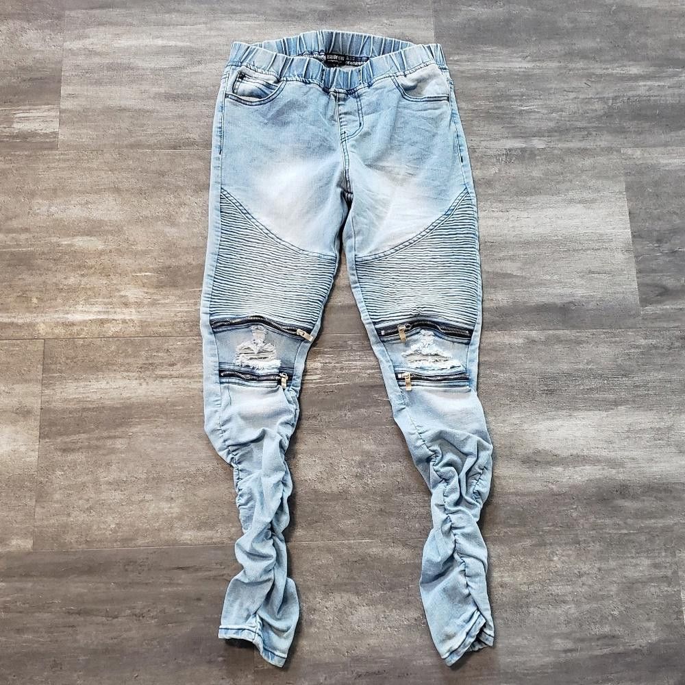 Fashion Nova Denim Detailed Fashion Nova Ruched Jean Size 32" / US 10 / IT 46 - 1 Thumbnail