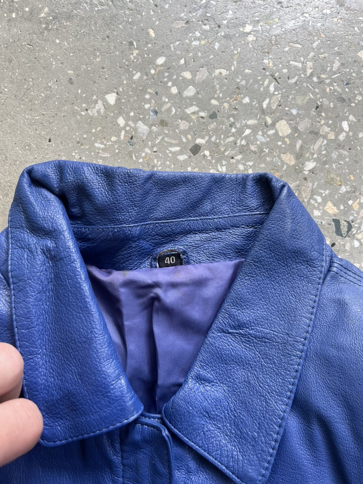 Other Vintage 80s Blue Leather Bomber Jacket — Boxy Fit Size US M / EU 48-50 / 2 - 4 Thumbnail