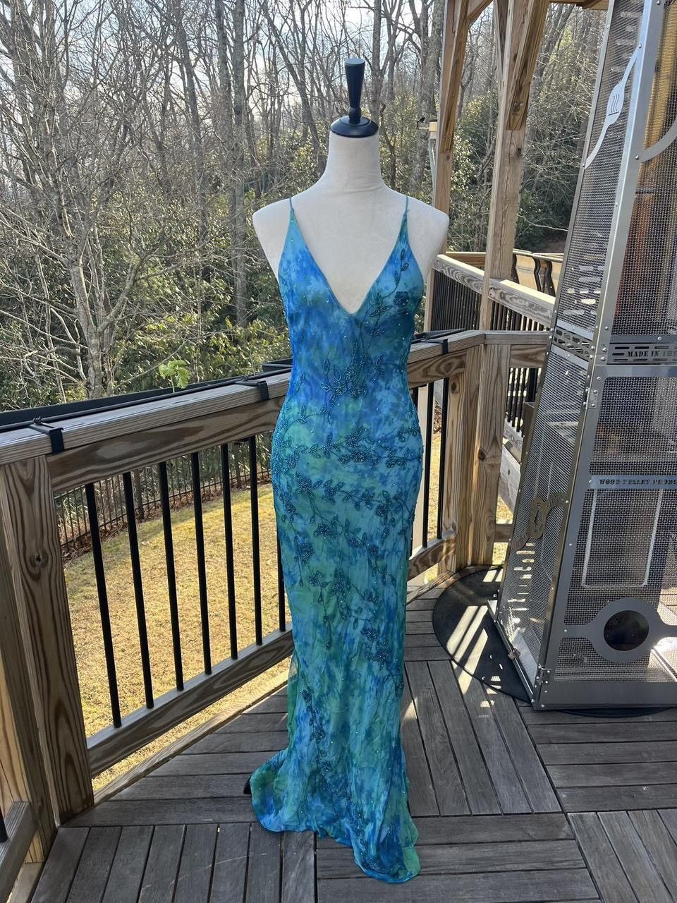 Gorgeous Vintage Scala Blue Beaded Embellished Gown