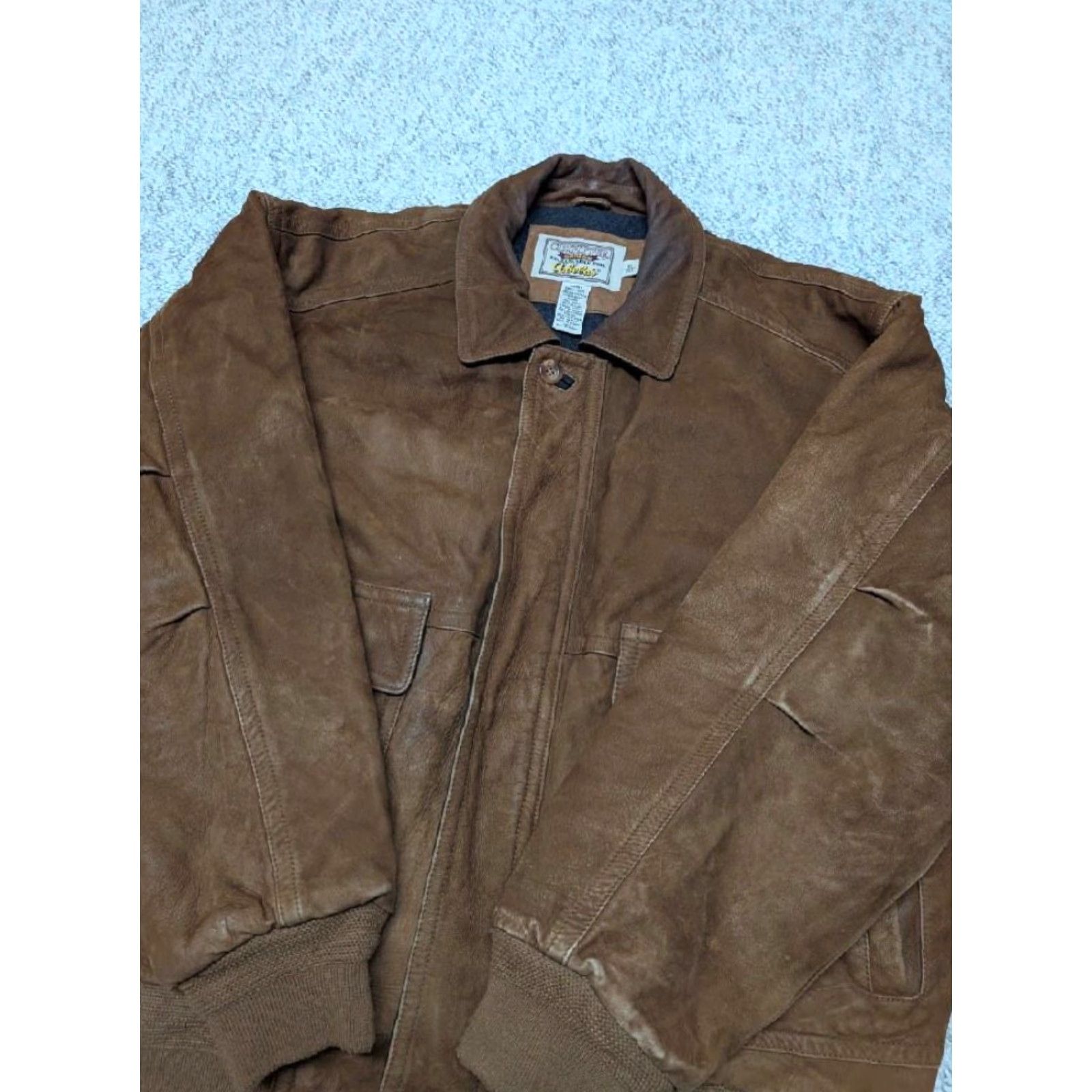 Vintage VINTAGE Cabela's bomber jacket Leather Suede Cowhide XL Brown Mens Jacket 46-48 Flight Flyers Size US XL / EU 56 / 4 - 7 Thumbnail