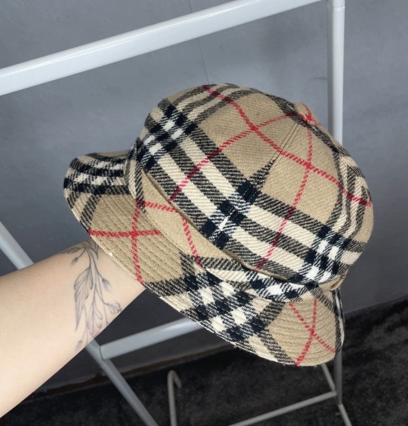 Burberry Vintage Burberrys Wool Hat Beige Brown Made in England 90s Size ONE SIZE - 2 Thumbnail