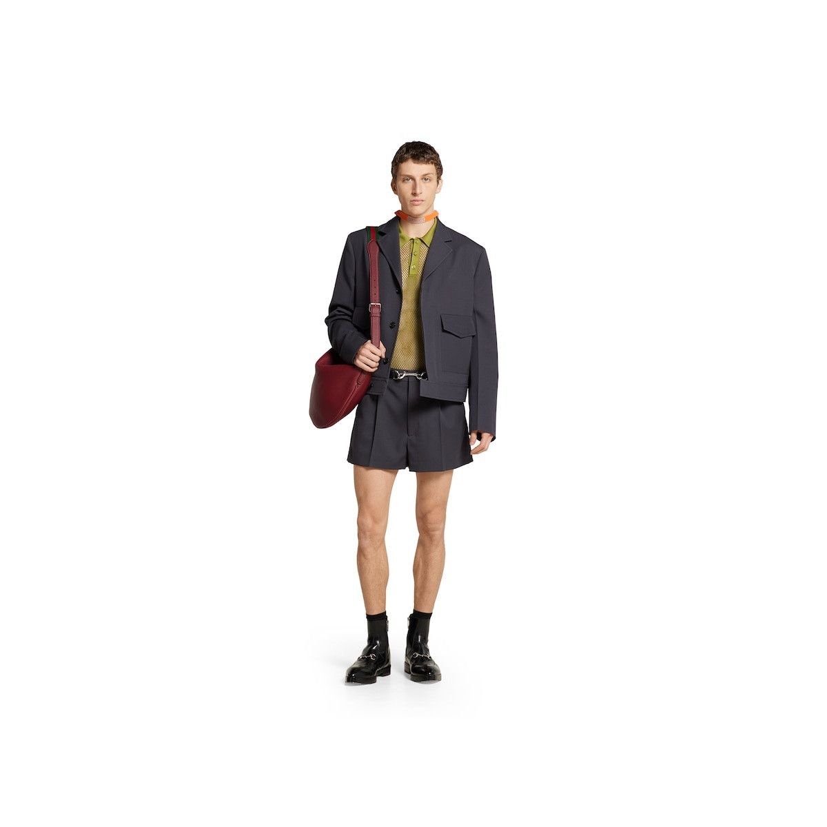 Gucci o1loc1c1125 809595 Embossed Wool Gabardine Jacket Dark Grey Size US M / EU 48-50 / 2 - 2 Thumbnail