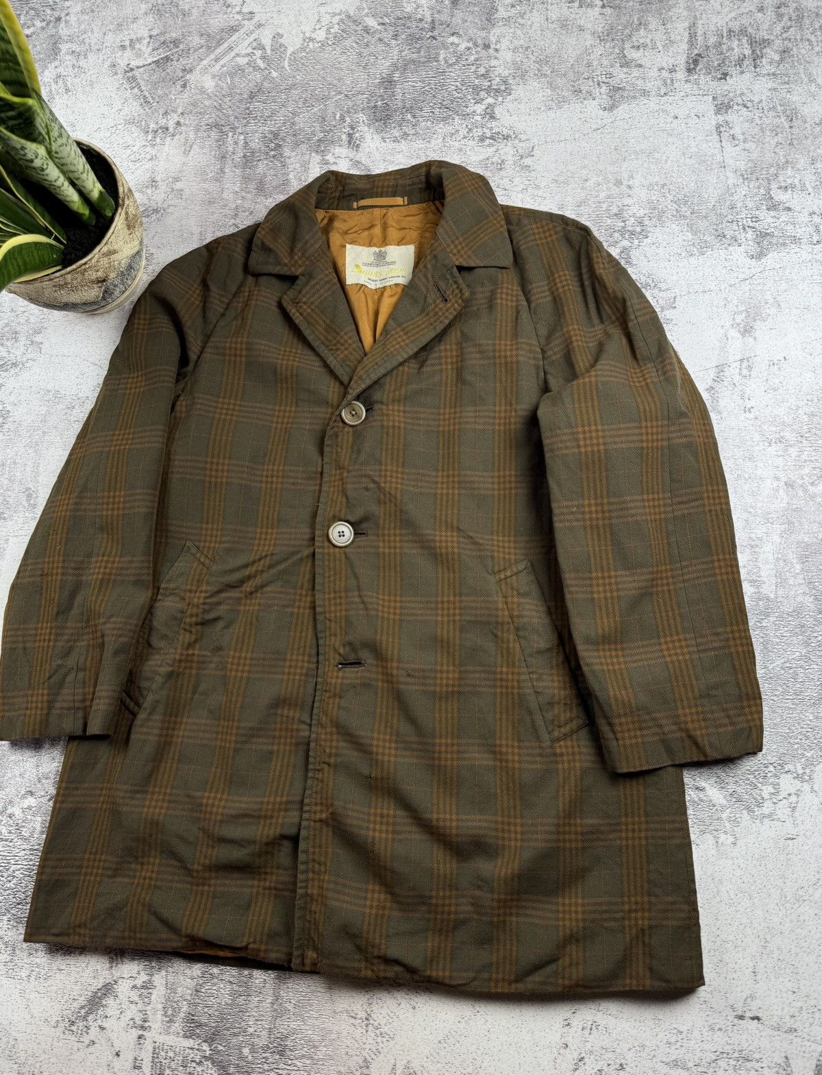Aquascutum Aquascutum 90s Vintage Plaid Tweed Brown England Wool Button Trench Trench Coat Size L / US 10 / IT 46 - 3 Thumbnail