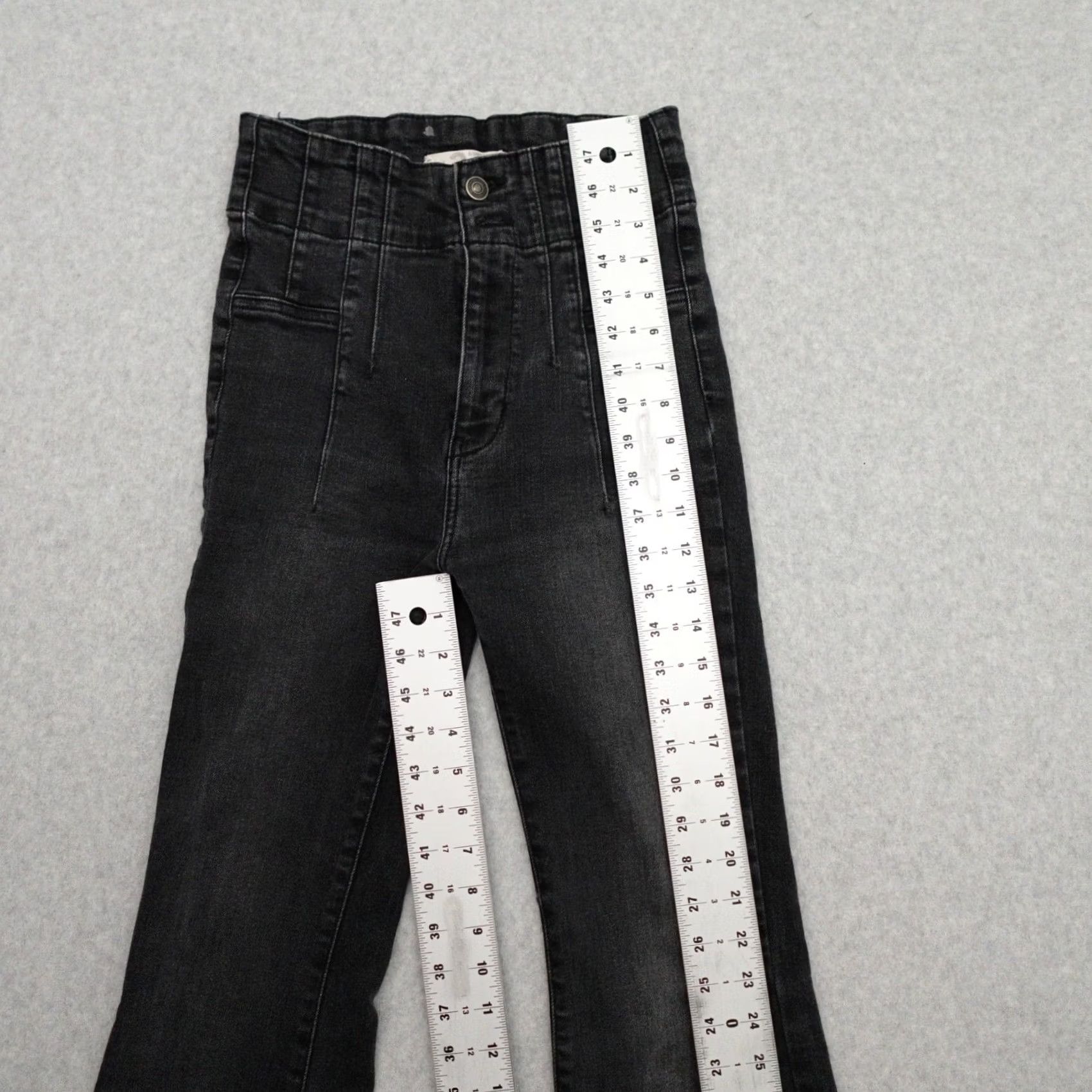 Vintage We The Free Denim Jeans Black Bell Bottoms High Rise Button 27x31 Flared 27x31 Womens 90s Style Size 27" / US 4 / IT 40 - 5 Thumbnail