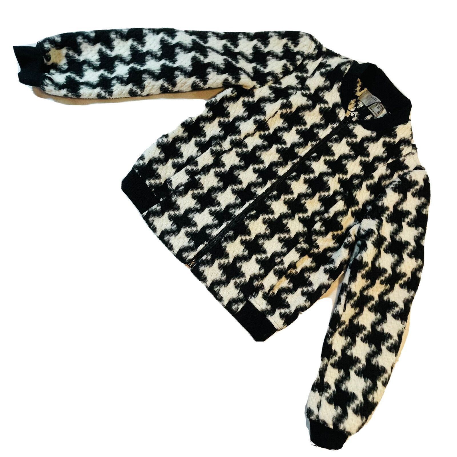 Other Ruff Hewn Houndstooth Zip Up Black and White Bomber Jacket W Size S / US 4 / IT 40 - 2 Thumbnail