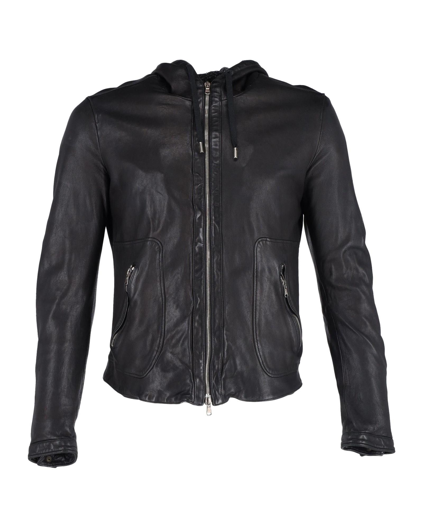 image of Dolce Gabbana Black Leather Hooded Jacket By Dolce & Gabbana, Men's (Size Small)