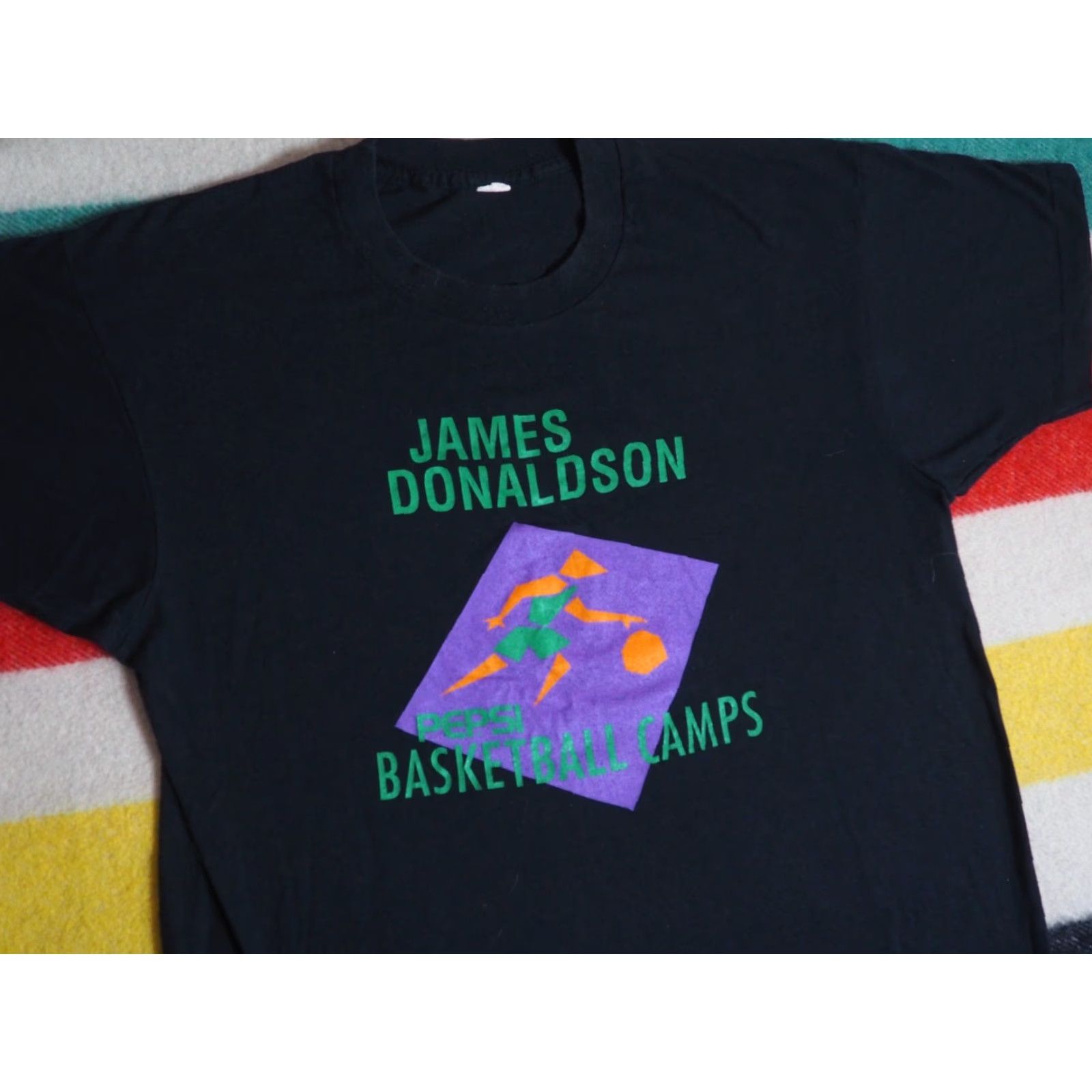 Vintage VTG 80s James Donaldson Basketball Camp Pepsi NBA Mavericks Texas Tee T-Shirt L Mens Black Cotton Graphic Tee Size US L / EU 52-54 / 3 - 3 Thumbnail