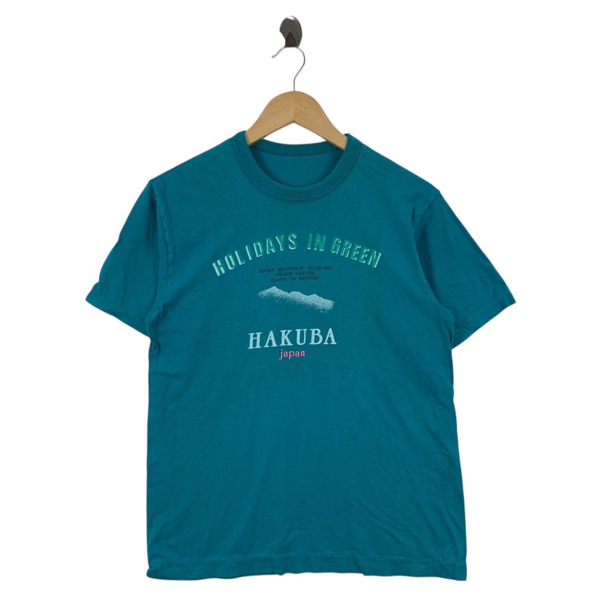 Vintage Vintage 90s HAKUBA JAPAN Holidays In Green Nature Tshirt Size US S / EU 44-46 / 1 - 1 Thumbnail