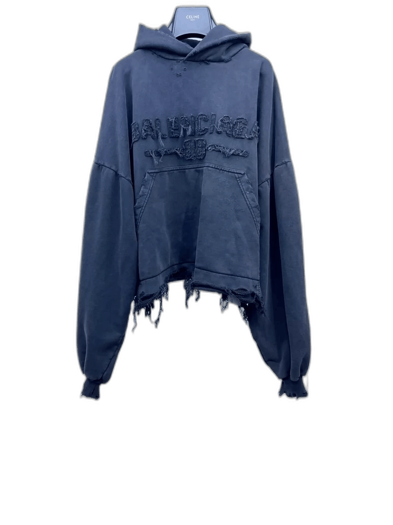 Balenciaga Black Hooded Sweatshirt-yf