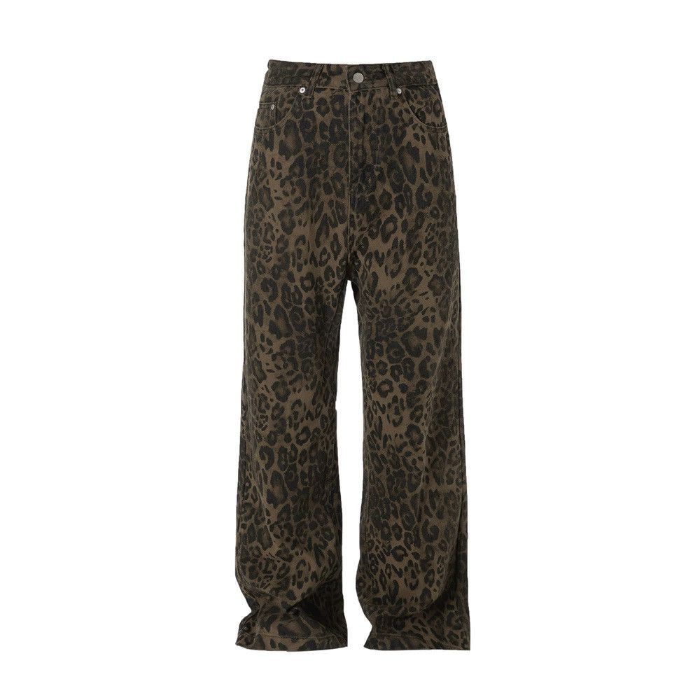 Vintage Men's vintage washed distressed loose wide-leg leopard jeans Size US 32 / EU 48 - 1 Thumbnail