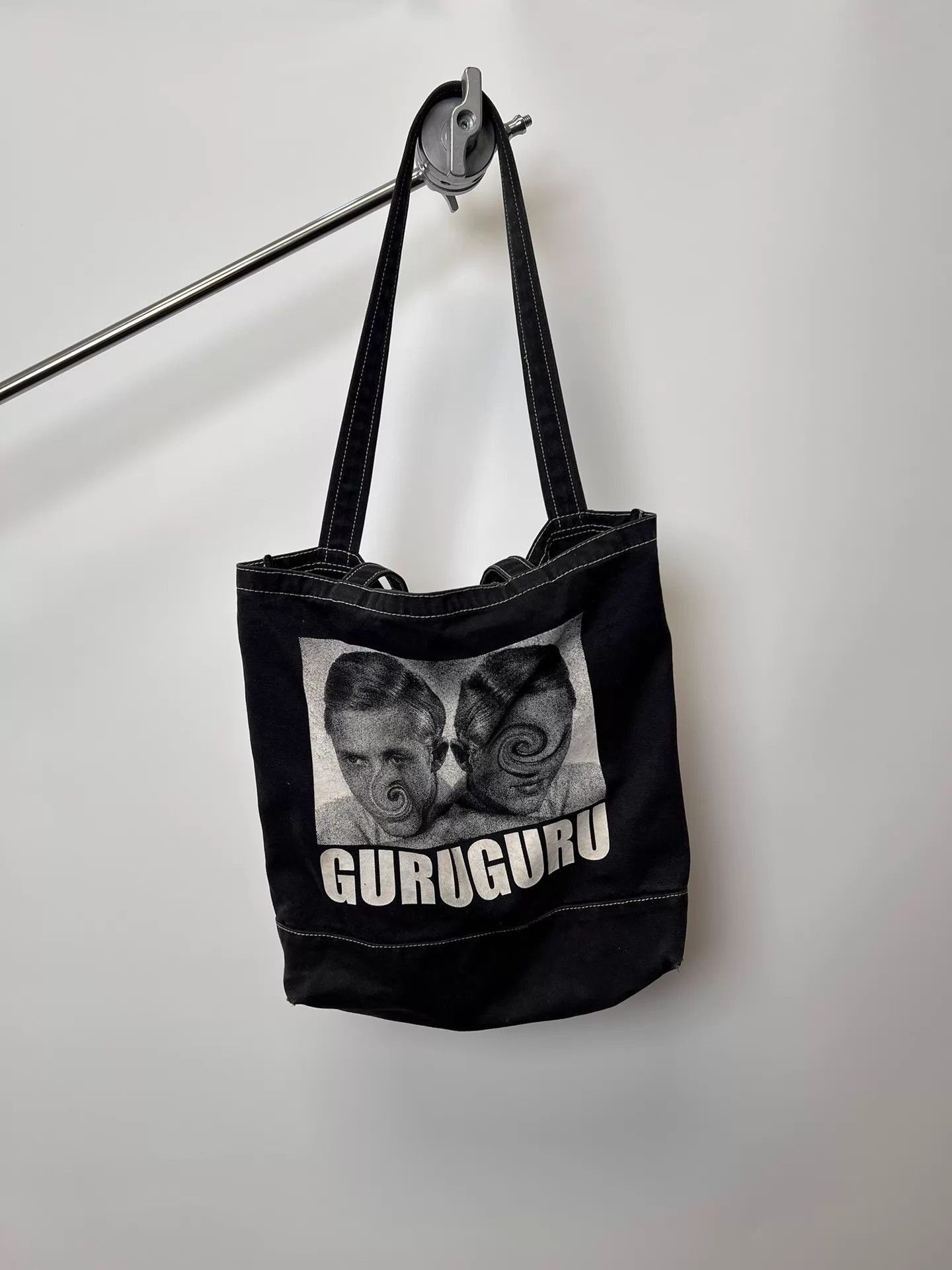 Unknown London Black Tote Bag with GURUGURU Graphic Print Size ONE SIZE - 1 Thumbnail