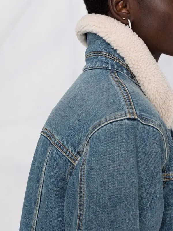 Saint Laurent Paris o1s1wg110924 Denim Shearling Jacket in Blue Size M / US 6-8 / IT 42-44 - 3 Thumbnail
