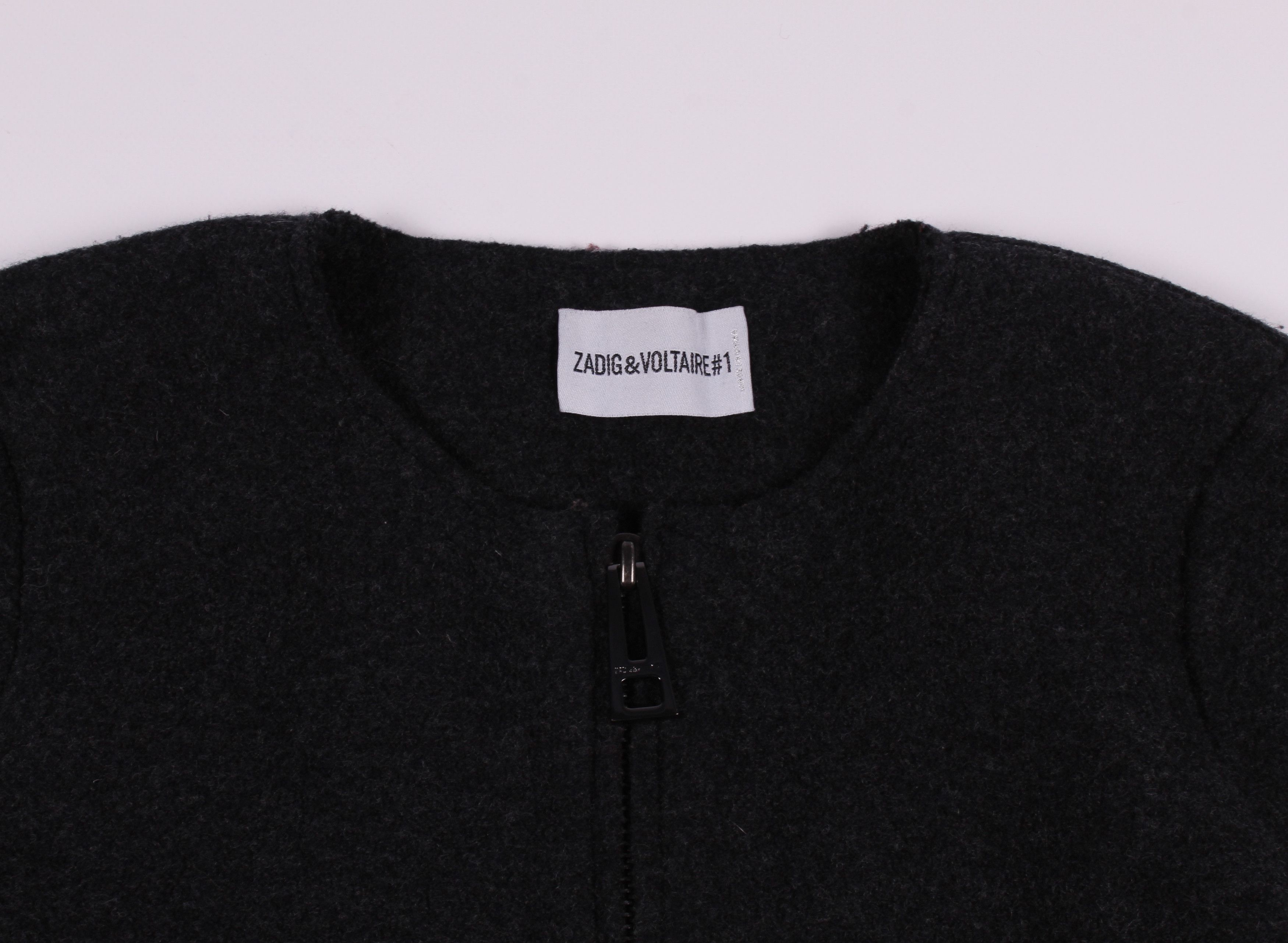 Zadig & Voltaire Zadig & Voltaire Merino Wool Biker Jacket Size L / US 10 / IT 46 - 4 Thumbnail