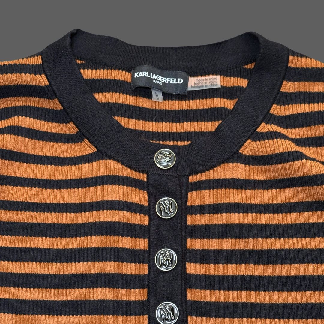 Karl Lagerfeld Karl Lagerfeld Paris Striped Henley Sweater Womens Size M Size M / US 6-8 / IT 42-44 - 4 Thumbnail