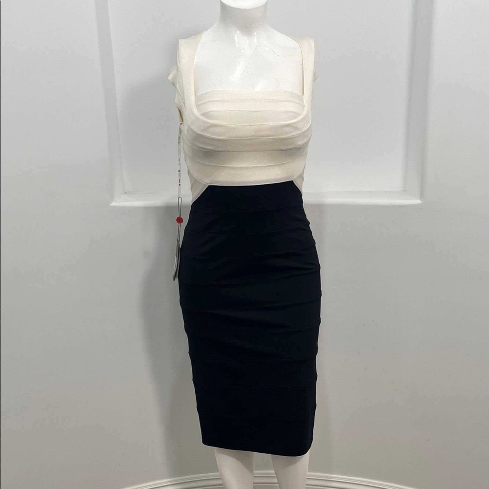 Other Tadashi Collection Women’s Cream Black Bandage Dress Size M Size M / US 6-8 / IT 42-44 - 1 Thumbnail