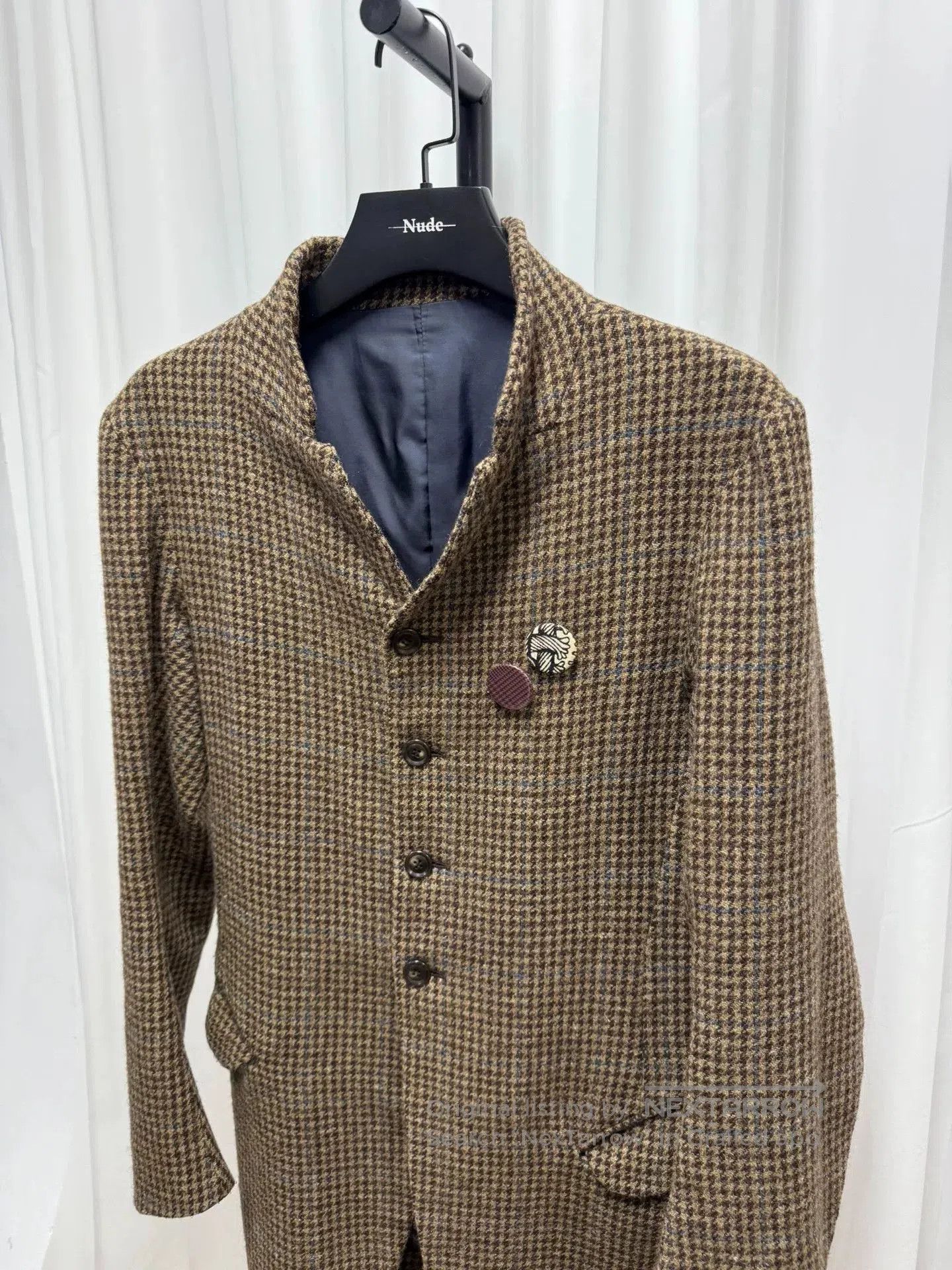 Comme des Garcons Homme Plus houndstooth wool fitted jacket with brooches. Size US S / EU 44-46 / 1 - 2 Thumbnail